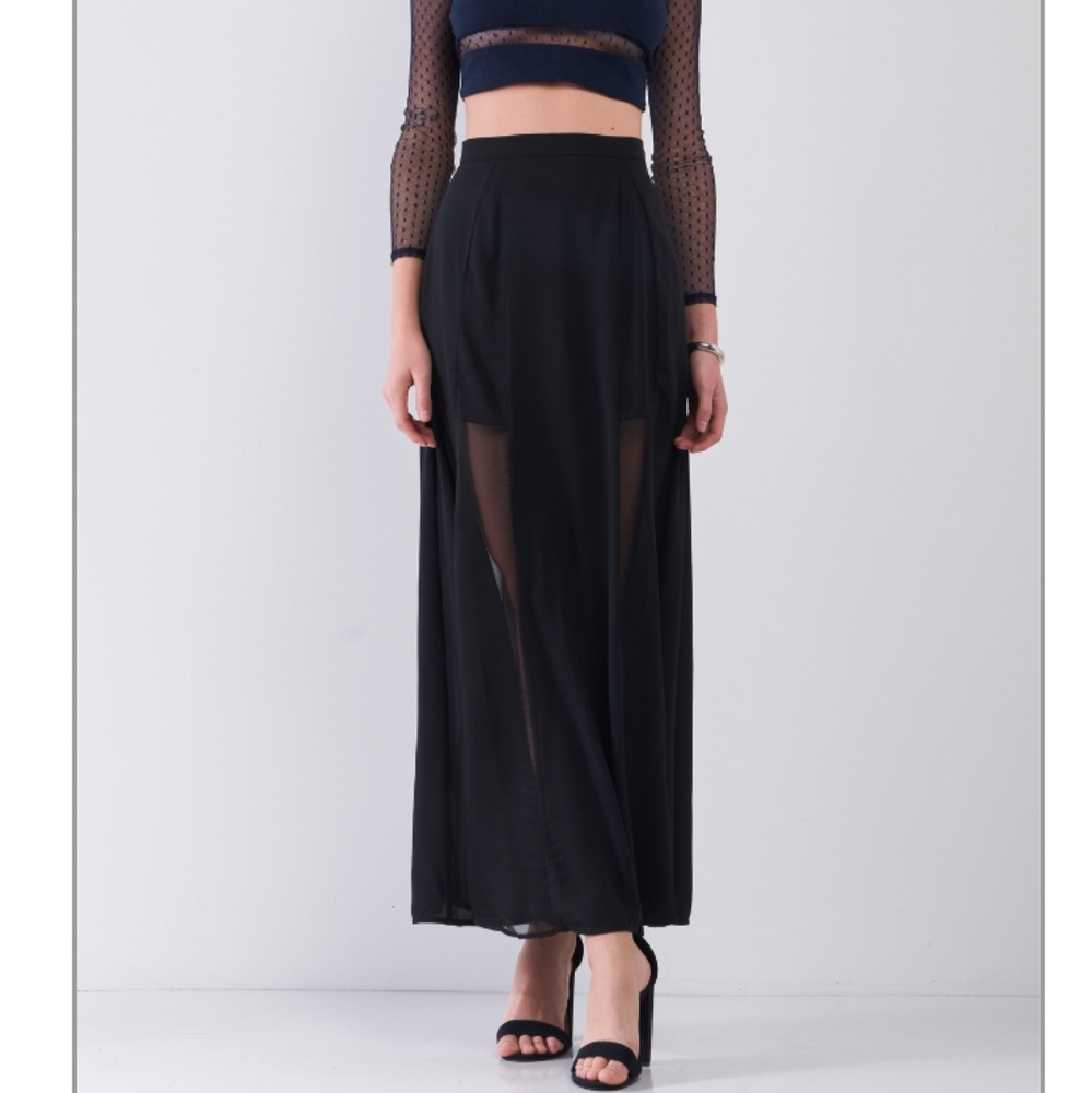 💞Mesh Cut-ins Maxi Skirt